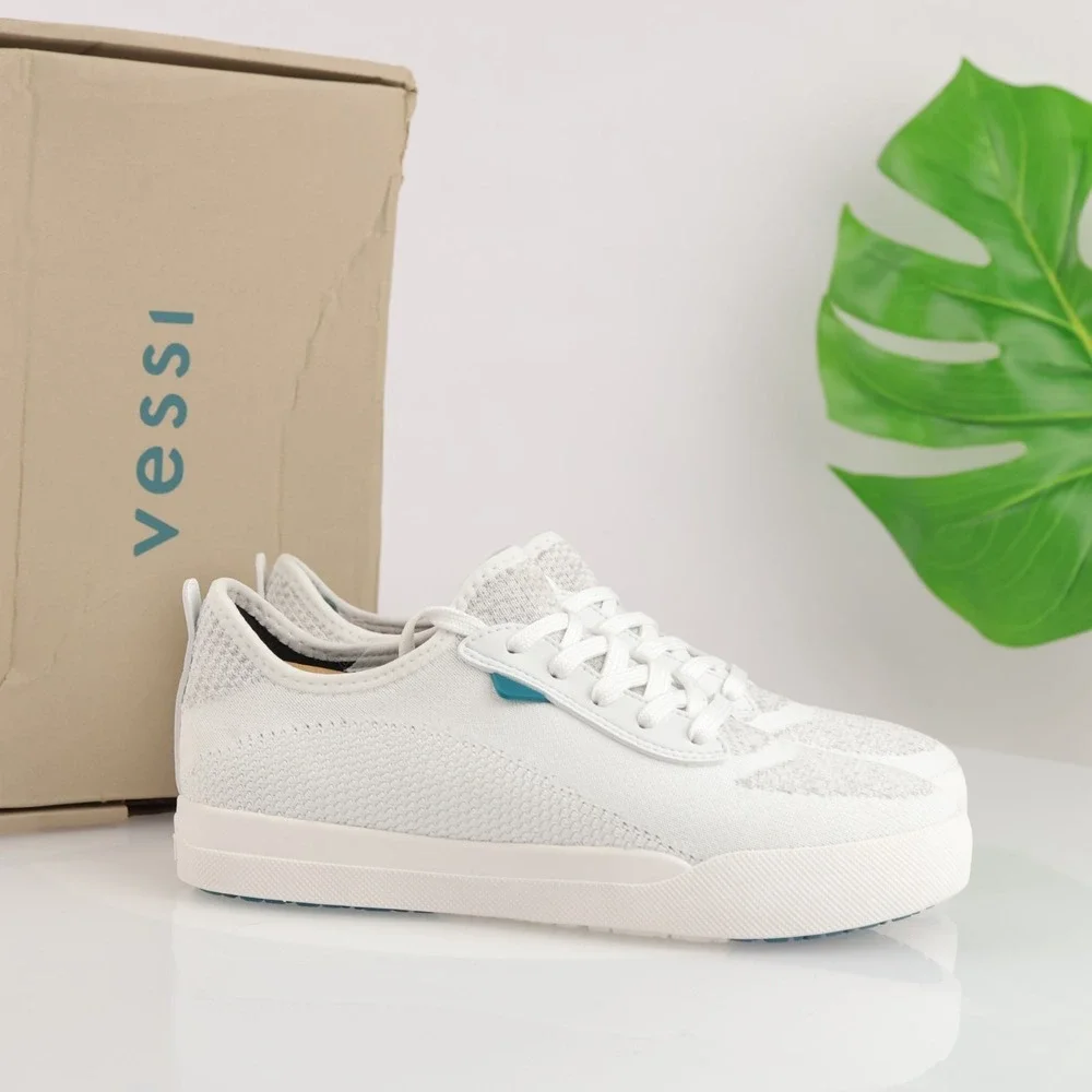Vessi Womens Weekend 1.5 Sneakers Size 7 Waterproof White Lace Up Comfort Shoes